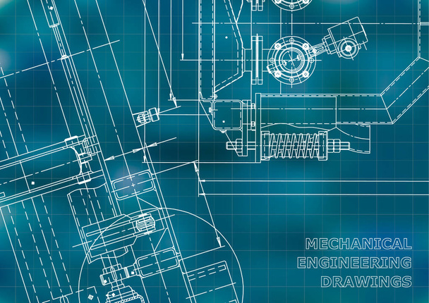 青写真。ベクトルエンジニアリング図面。機械器具作り。テクニカルブルーの背景。グリッド - ベクター画像