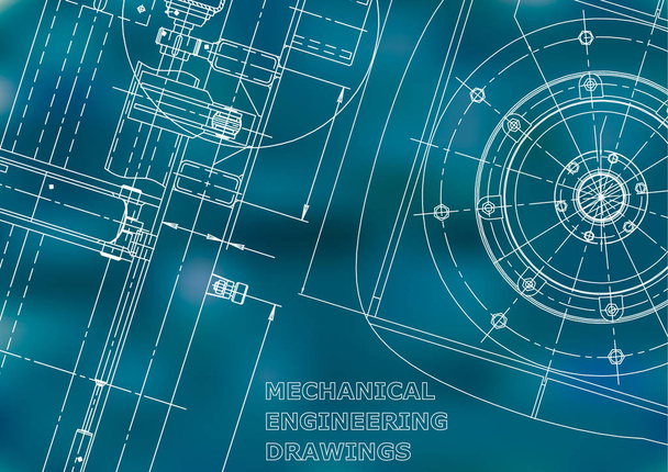 Blueprint, Sketch. Vector engineering illustration. Cover, flyer, banner. Blue background - Vector, Image