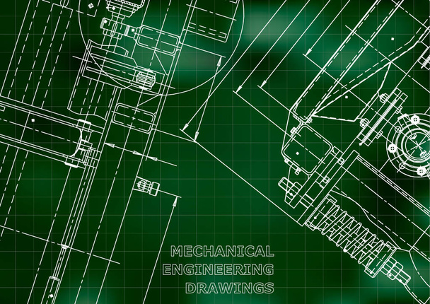 Векторная иллюстрация. Компьютерная система проектирования. Приборостроение. Зеленый фон. Сетка
 - Вектор,изображение