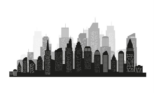 A sziluett, fekete színű, fehér háttér egy lapos stílusú város. Modern városi táj. vektoros illusztráció. - Vektor, kép