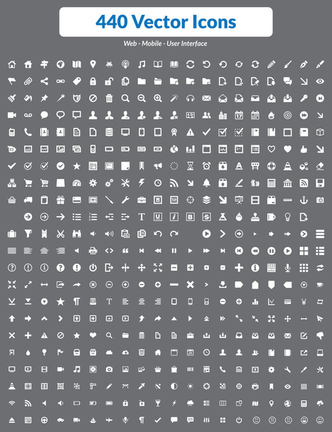 440 vektorové ikony (bílá Set) - Vektor, obrázek