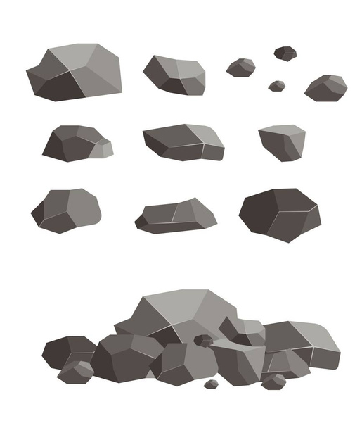 Rock stone block blank broken cement cobblestone vector illustration. Geology granite lava material natural sandstone volcanic mountain. - Vector, Image