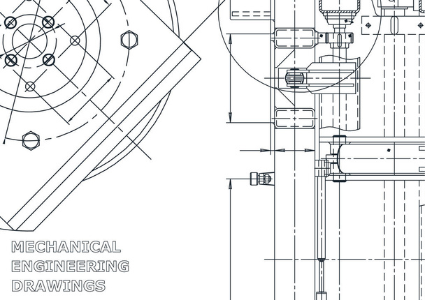 Ilustração de engenharia vetorial. Desenho de fabricação de instrumentos. Sistema de design assistido por computador
 - Vetor, Imagem