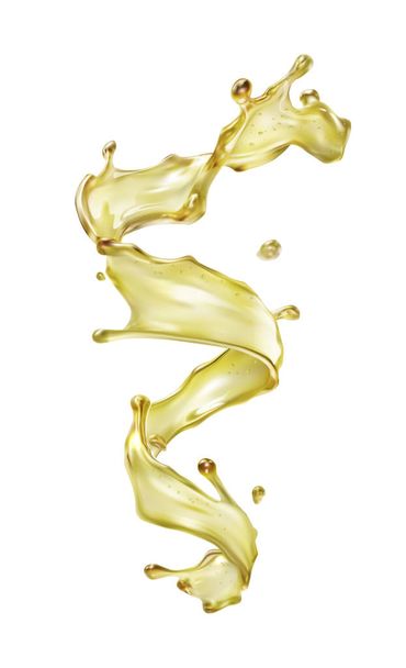 Splash of yellow liquid in motion. Vector realistic illustration isolated on a yellow background. - Вектор, зображення