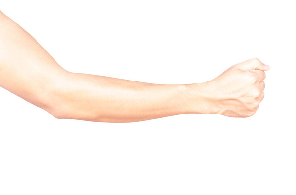 Мужская рука с венами крови на белом фоне, здравоохранение и медицинская концепция
 - Фото, изображение