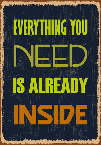 Everything you need is already inside. Motivational Quote. Vector Poster design with grunge effect - Vektori, kuva
