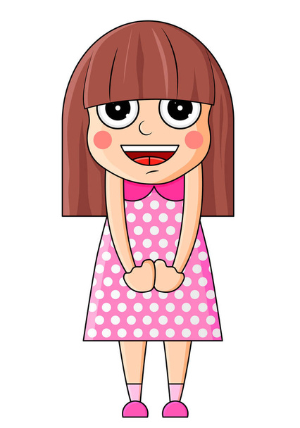 Cute cartoon girl with happy emotions. Vector illustration - Vector, Image