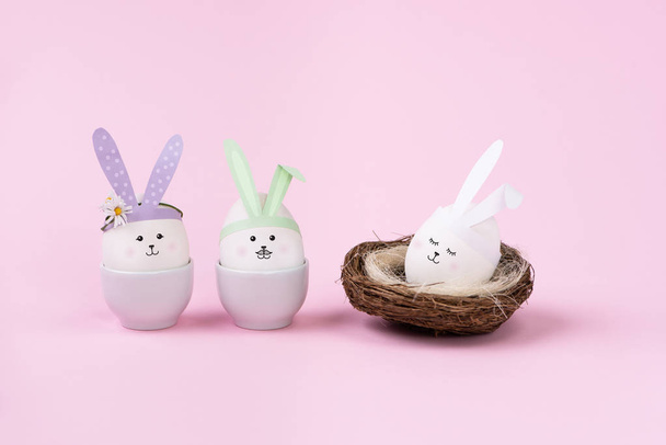 Egg rabbit family. Newborn concept. - Φωτογραφία, εικόνα
