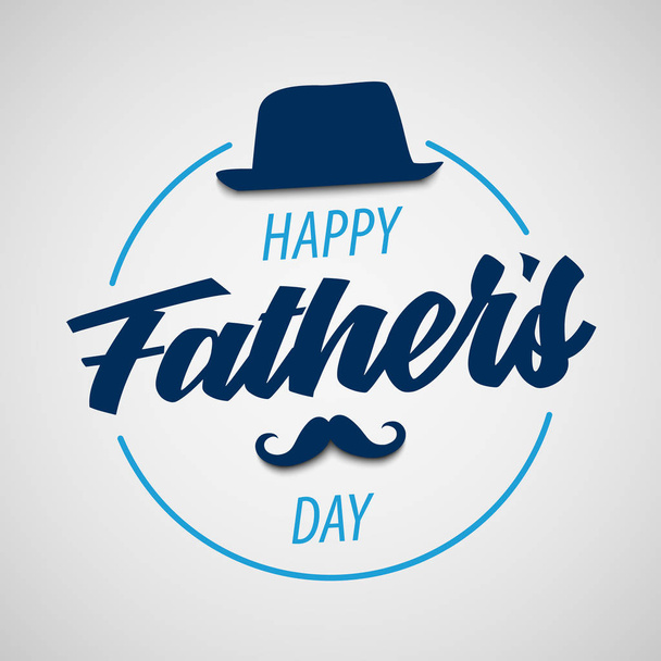 Αφίσα ημέρα πατέρων με καπέλο και μουστάκι σε μπλε σχεδιασμό - Διάνυσμα, εικόνα