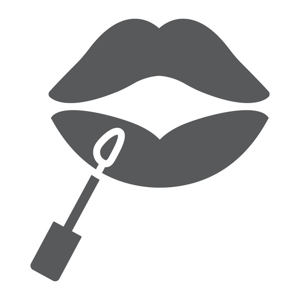 Lip Gloss glyph icoon, make-up en cosmetische, schilderij lippen teken, vector graphics, een solide patroon op een witte achtergrond. - Vector, afbeelding