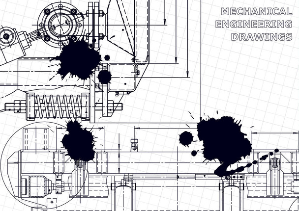 Mechanical instrument making. Technical illustration. Vector. Black Ink. Blots - Vector, Image