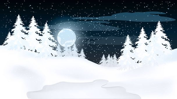 Piękna panorama Zima Krajobraz z śniegiem na drzewach w górach, wektor - Wektor, obraz