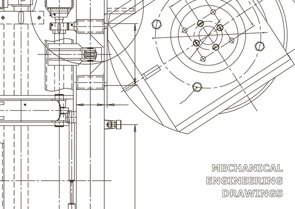 Vector engineering illustration. Instrument-making drawings. Mechanical engineering drawing. Computer aided design systems. Technical illustrations, backgrounds - Vector, Image