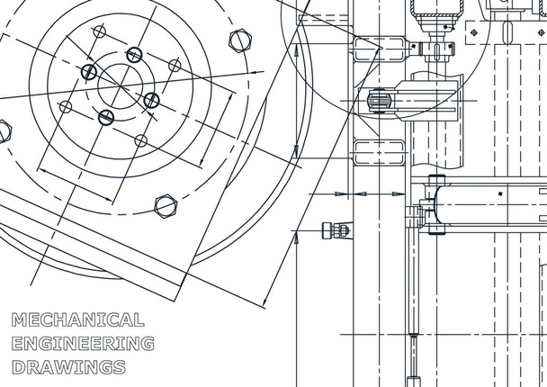 Vector engineering illustration. Computer aided design systems. Instrument-making drawings. Mechanical engineering drawing. Technical - Vector, Image