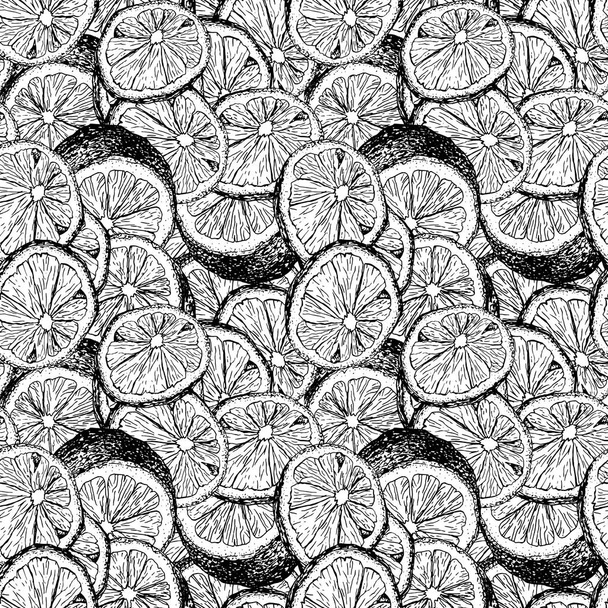 Lemons hand drawn seamless color pattern - Vector, Image