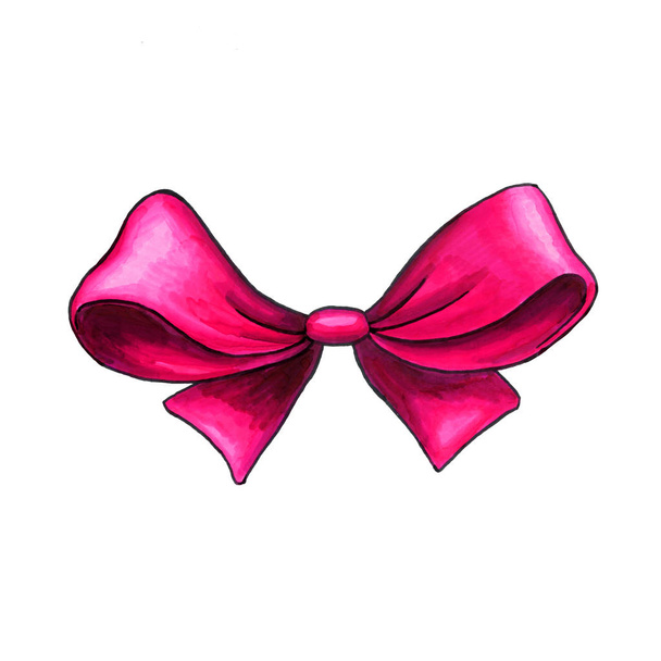 Pink Ribbon arco mão desenhado cor ilustração
 - Foto, Imagem