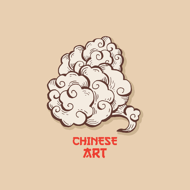 Chinese Gold Clouds and wind blows isolated illustration - Vector, Image