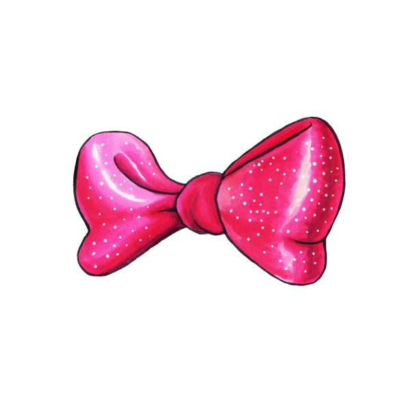 Pink Ribbon Bow hand getekend kleur illustratie - Foto, afbeelding