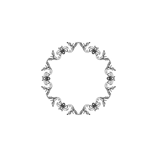 Floral vintage quadro círculo vetorial, isolado em branco
 - Vetor, Imagem