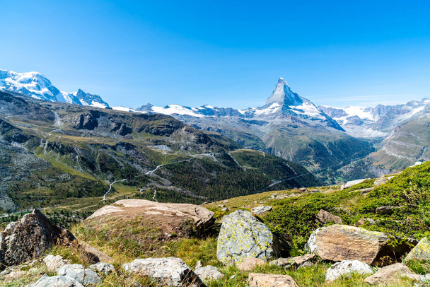 views of the Matterhorn peak in Zermatt, Switzerland. - Фото, зображення