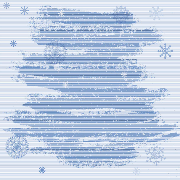 Moldura de Natal grunge suave com listras azuis e flocos de neve
 - Vetor, Imagem