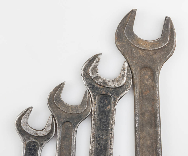 old rusty spanners isolated on white background  - Photo, Image