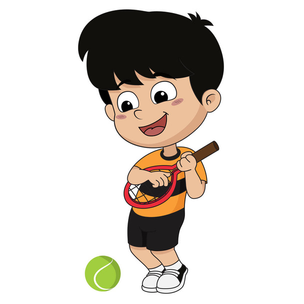 boy playing tennis. - Вектор,изображение