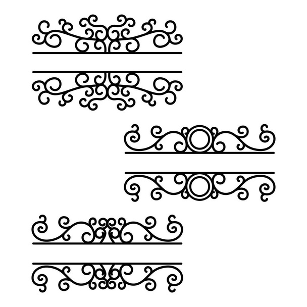 Hand drawn dividers. Break lines. Split frames. Text divider. Mailbox monograms - Vector, Image
