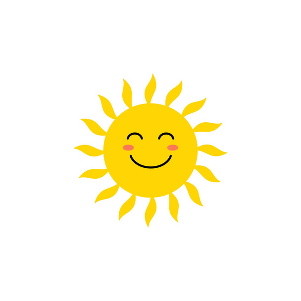 Sun - vector icon. Cute yellow sun with happy face. Emoji. Summer emoticon. Vector illustration - Vector, Image