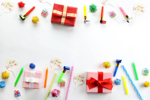 Birthday party kit with copy space. - Foto, imagen