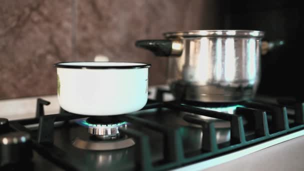 closeup of home gas stove - Footage, Video