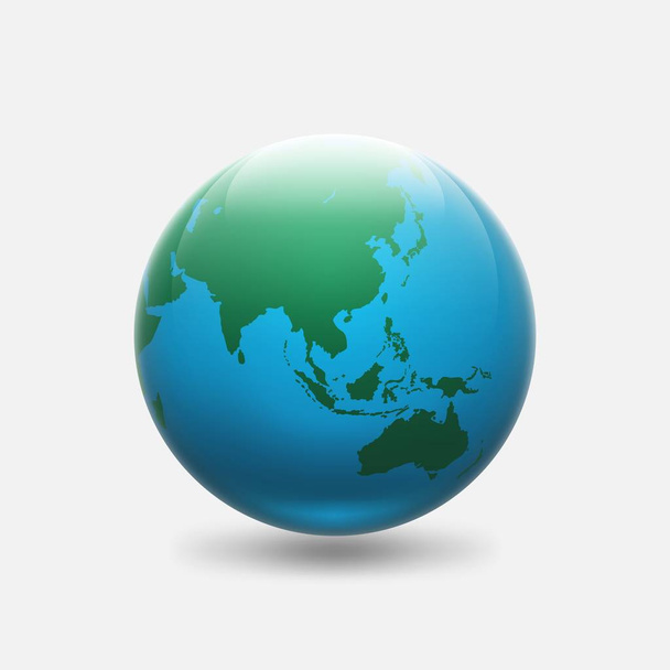 緑の大陸アジアとオーストラリアの惑星地球 - ベクター画像