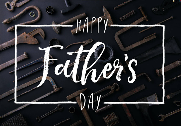 Fathers day greeting card concept. Flat lay. - Фото, изображение