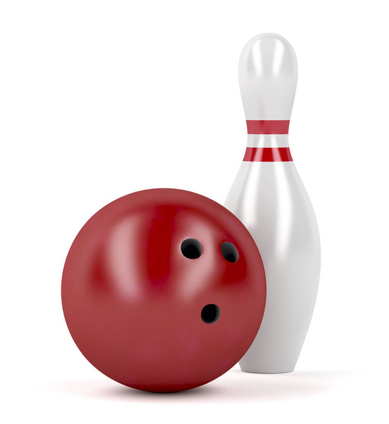 Red bowling ball and pin - Foto, Imagem