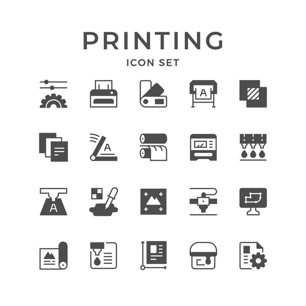 Set icons of printing - Vektör, Görsel
