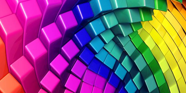 Colorful illustration of rainbow colors cubes, abstract background - Photo, Image