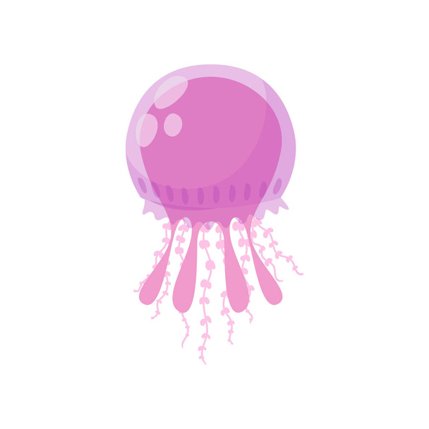 Purple, round, marine jellyfish swimming in ocean water - Wektor, obraz