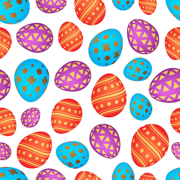 Seamless pattern with colorful Easter eggs - Vector, afbeelding