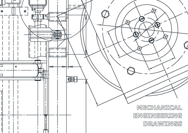 Ilustração de engenharia vetorial. Sistemas de design assistidos por computador. Desenhos para fabricação de instrumentos. Desenho de engenharia mecânica. Ilustração técnica
 - Vetor, Imagem
