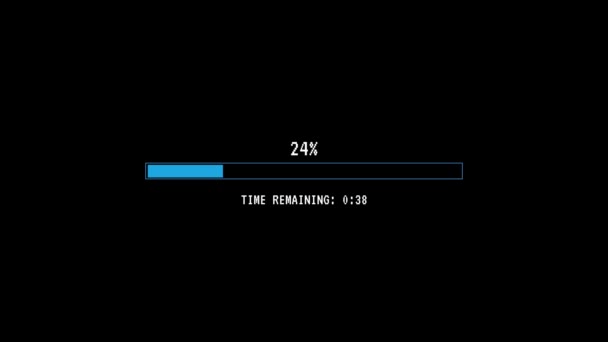 Horizontal loading blue bar on a black background - Footage, Video