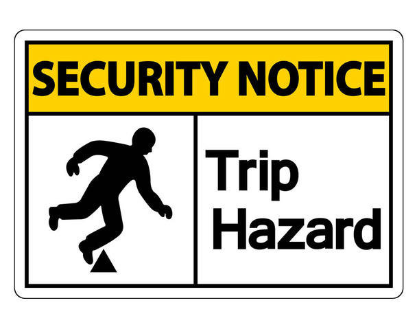 Zawiadomienie o bezpieczeństwie wycieczka symbol zagrożenia znak na białym tle, wektor ilustracji - Wektor, obraz