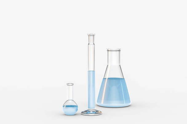 3d rendering, test tube and beaker in the lab - Photo, Image