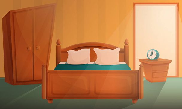 sunrise in the cartoon bedroom, vector illustration - Vector, Image