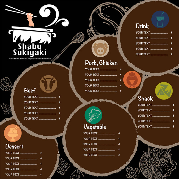 menu shabu sukiyaki restaurant sjabloon ontwerp grafische objecten  - Vector, afbeelding