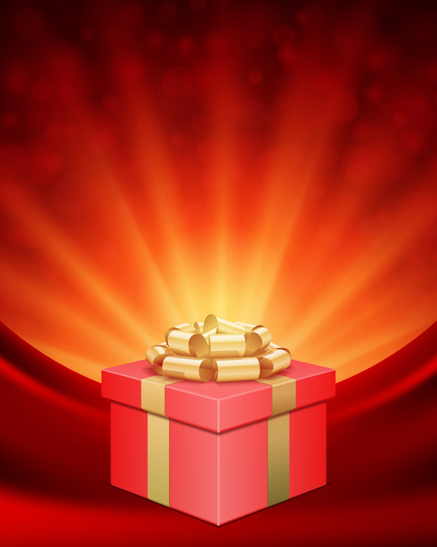 Gift box with ribbon and light. Vector background eps 10. - Vetor, Imagem