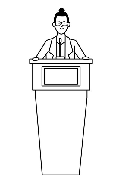 woman in a podium black and white - Vector, Image