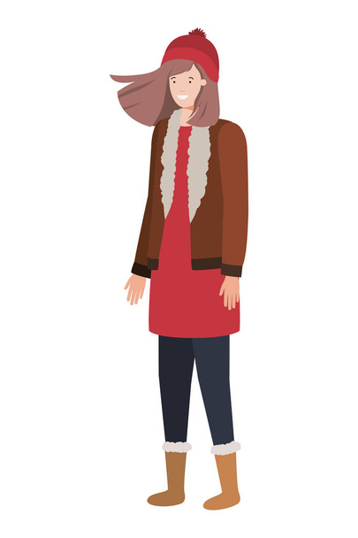 молода жінка з зимовим одягом аватар персонаж
 - Вектор, зображення