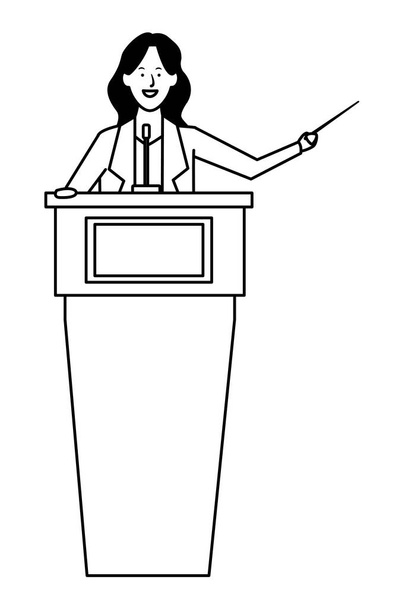 woman in a podium black and white - Vector, Image