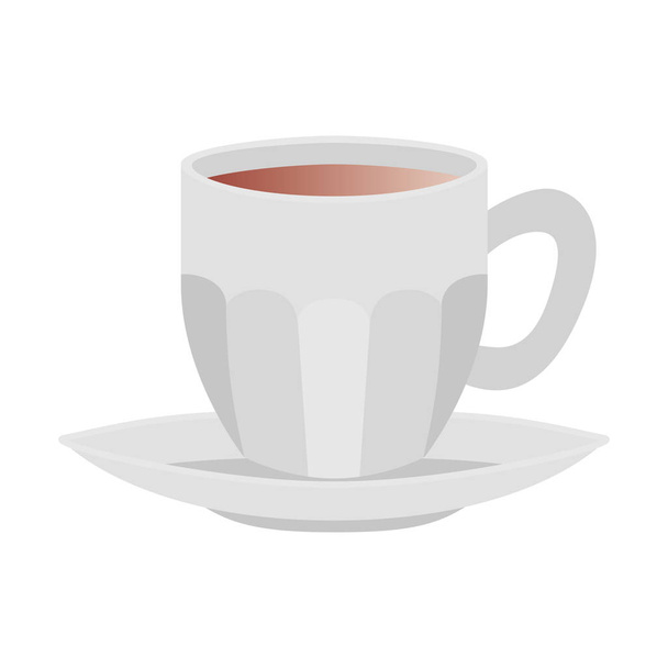 cup of coffee with plate isolated icon - Vector, Image