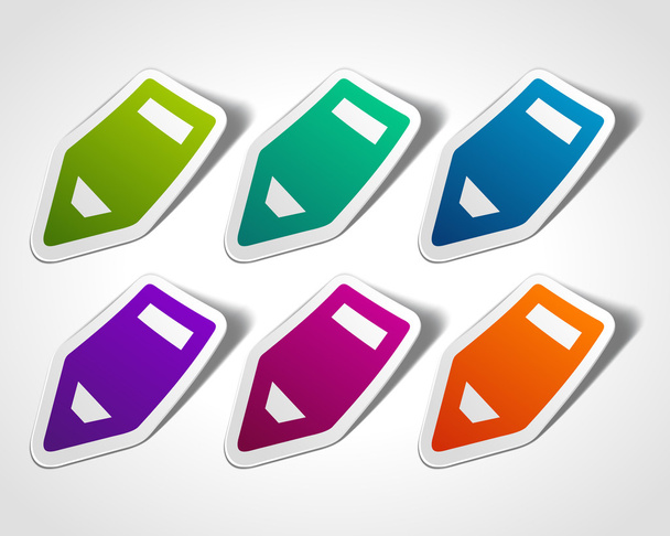 Vector pencil icon on sticker set. Transparent shadow easy replace background and edit colors. - Vetor, Imagem